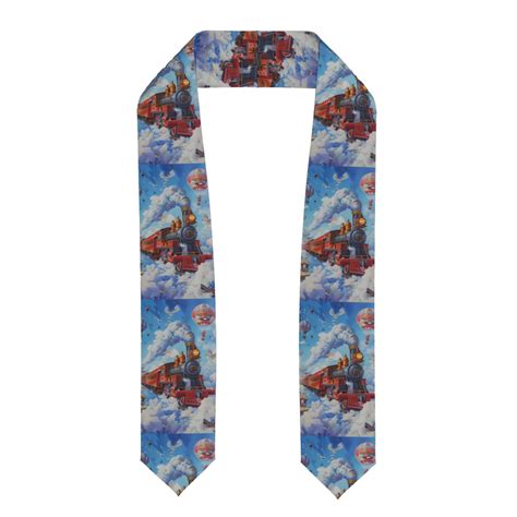 Daiia Cartoon Train Hot Air Balloon Pattern Graduation Shawl Stole Satin Graduation Stole