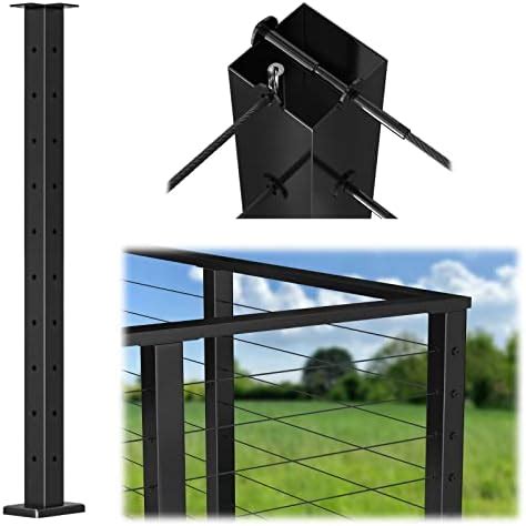 Muzata T Drilled Three Sides Post X X Fixed Top Cable Railing