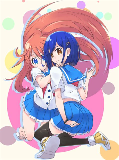 Safebooru 2girls Blue Eyes Flip Flappers Hair Ornament Hairclip