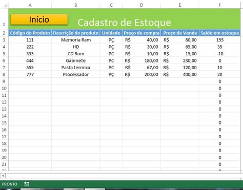 Como Fazer Controle De Estoque No Excel Planilha Tutorial