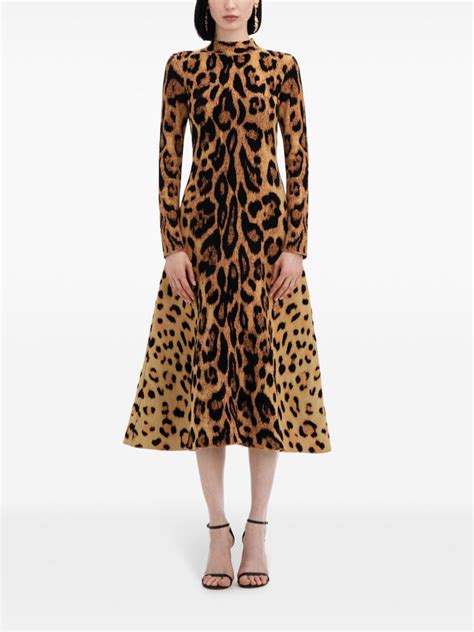 Oscar De La Renta Jaguar Jacquard Dress Neutrals Farfetch