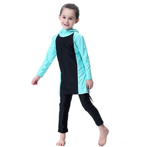 Muslim Kids Girls Modesty Swimwear Swimsuit Burkini Islamic Full Cover ...