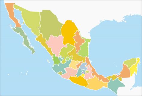 Mapa de México con nombres, capitales y estados | Imágenes Totales