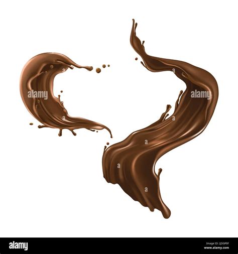 Set Of Hot Chocolate Cacao Or Coffee Splash Realistic Vector Illustration Isolated On White