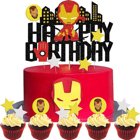 Buy Iron Man Cake Topper Simyron Iron Man Party Supplies Cake Toppers