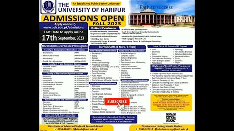 The University Of Haripuruoh Haripuradmissions Fall 2023sector