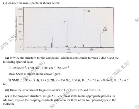 Solved 4 Consider The Mass Spectrum Shown Below 100