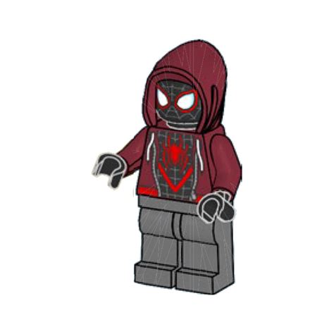 Lego Miles Morales With Dark Red Hood And Gray Legs Minifigure Comes In Brick Owl Lego