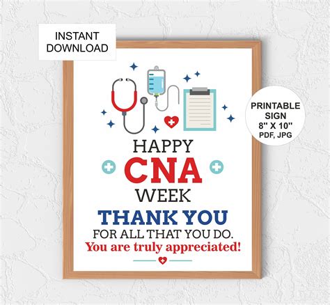 Cna Week Thank You Sign Printable Certified Nursing Assistant Week