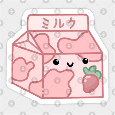 Kawaii Strawberry Milk Cute Milk Carton Sticker Teepublic