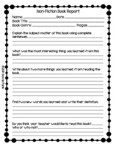 Non Fiction Book Report Template