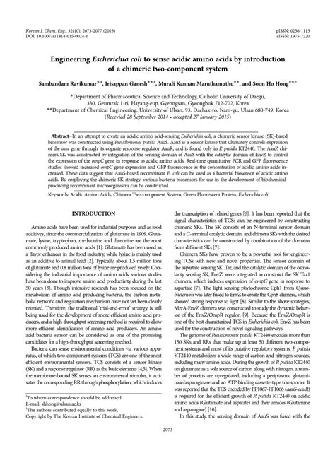 Engineering Escherichia Coli To Sense Acidic Amino Acids By