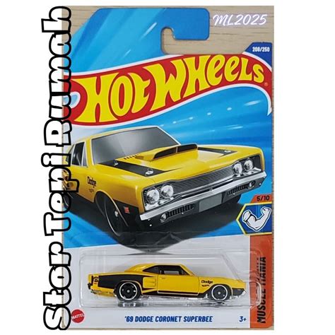 Hot Wheels 69 Dodge Coronet Superbee HW 1969 Super Bee Muscle Mania Flames Stars Stripes
