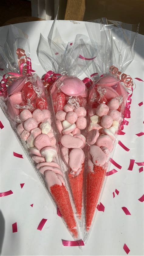 Pink Sweet Cones Sweet Cones Party Favours Pink Sweets Sweets Pick And Mix Sweet Cones