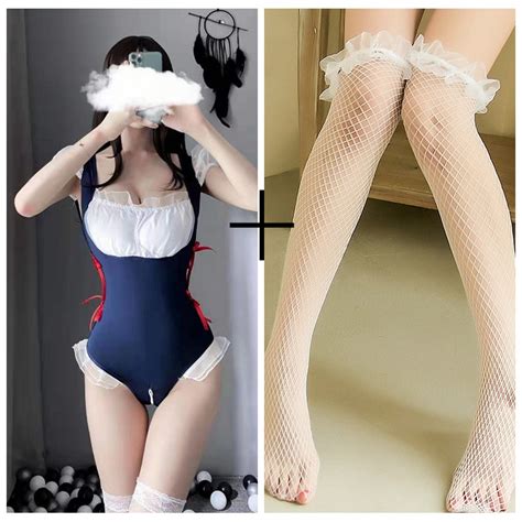 Jual Wanita Lingerie Cosplay Sexy Bikini Desain Tali Backless Open Lace Lingerie Babydoll A