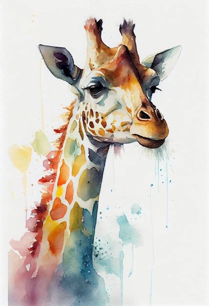 Premium Ai Image Giraffe Watercolor