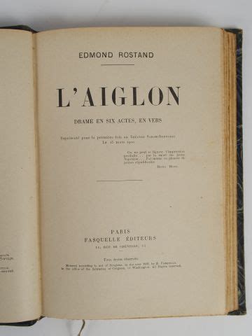 Lot De ROSTAND Edmond L Aiglon Drame En Six Actes En Vers Paris