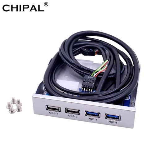 CHIPAL Silver 4 Ports USB 2 0 USB 3 0 Front Panel Hub 20Pin Splitter