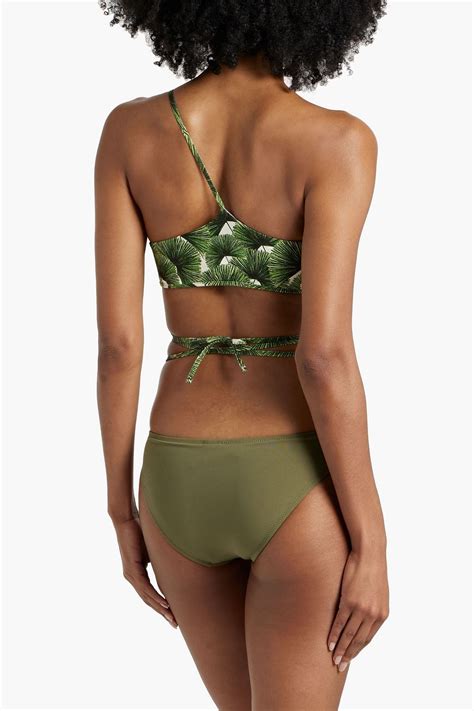 AGUA BY AGUA BENDITA Asucena Palma Mangle Dia One Shoulder Printed Bikini Top THE OUTNET