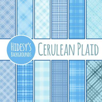 Cerulean Plaids Backgrounds Sky Blue Digital Paper Clip Art Tpt