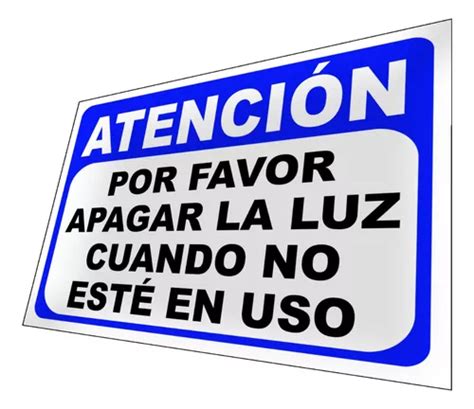 Avisos Apagar La Luz Cuando No Esté En Uso Letrero Cartel MercadoLibre