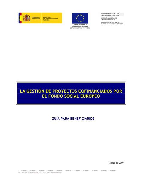 PDF LA GESTIÓN DE PROYECTOS COFINANCIADOS La Gestión de Proyectos