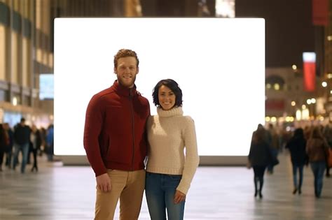 Premium Ai Image Man And Woman Standing In Front Of A Massive White