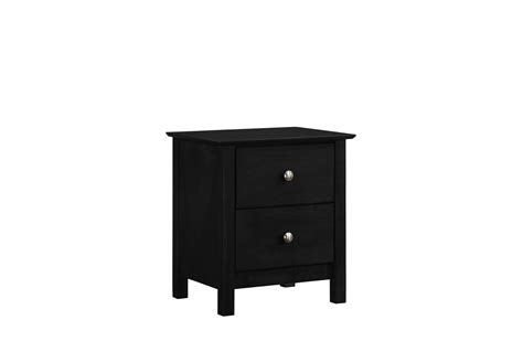 Zodiac Black Wood 22" 2 Drawer Nightstand | Living Spaces