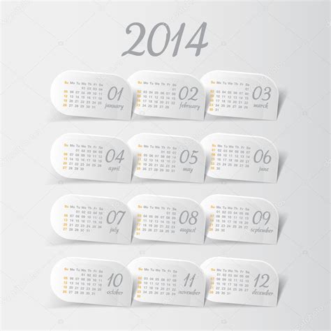 Векторный календарь 2014 года для календаря деловой стены векторное ...