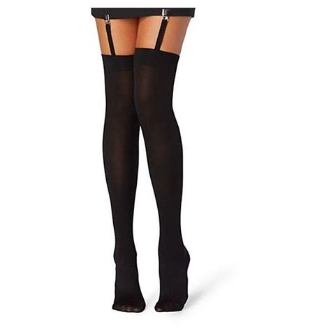 Thigh High Clip Stockings Liked On Polyvore Featuring Intimates Hosiery Socks And Thigh High