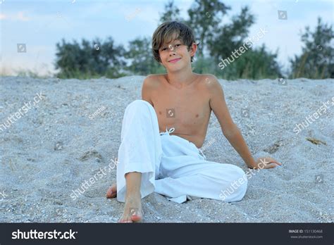 Evening On The Azov Sea Happy Boy On The Beach Stock Photo 151130468