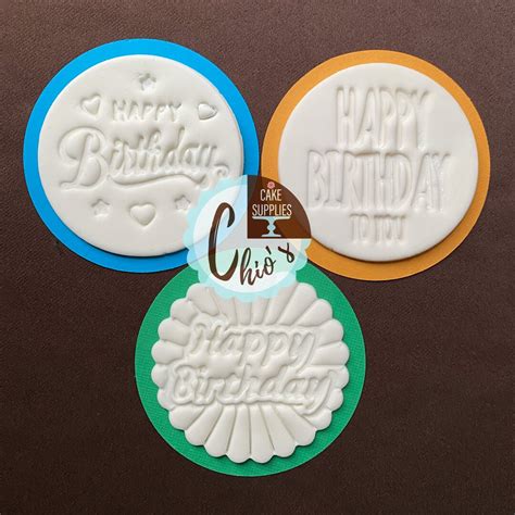 Happy Birthday Fondant Embosser Stamp Diameter Etsy