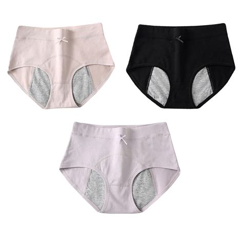 3 Pcs 1 Set Leak Proof Menstruation Briefs Moisture Absorbing Period