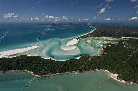 Aerial view of Whitehaven Beach - Stock Image - C040/7177 - Science ...