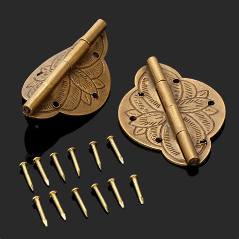 2pcs Brass Plated Mini Hinge Antique Bronze Decorative Jewelry Wooden Box Cabinet Door Hinges