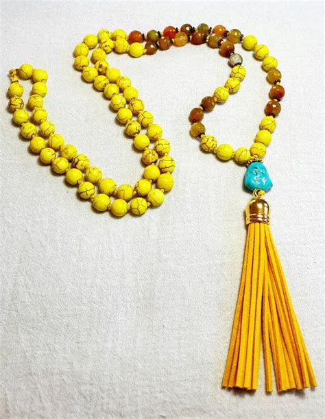 Yellow Bead Necklace Bohemian Jewelry Necklace Gemstone Etsy Yellow Gemstone Necklace