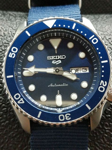 Seiko Mens 5 Sport 24 Jewel Water Resistant 100m Blue Stainless Watch Srpd87 Watchcharts