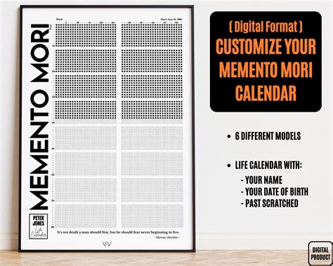 Calendario Personalizado Memento Mori Vida En Semanas Estoicismo