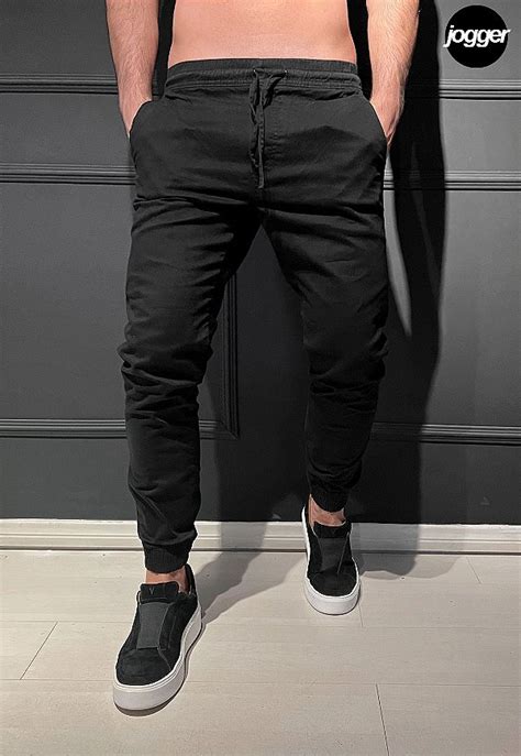 Calça Jogger Sarja Preta Vidic ® Loja Online