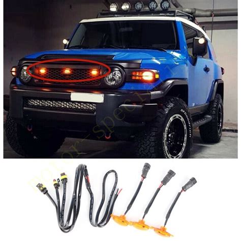 For Toyota FJ Cruiser 2007 2021 LED Car Front Bumper Grille LED Amber