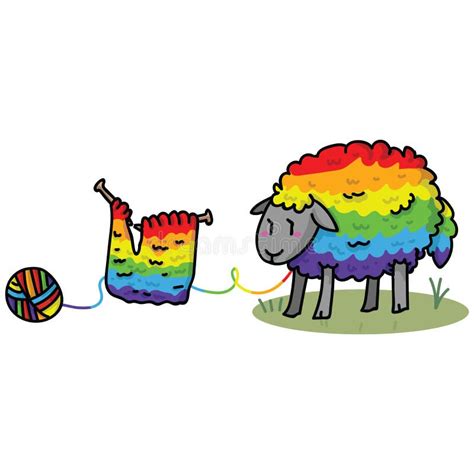 Sistema Gay Lindo Del Adorno Del Ejemplo De La Historieta De Las Ovejas Del Arco Iris Clipart