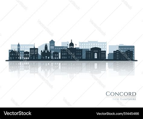 Concord skyline silhouette with reflection Vector Image