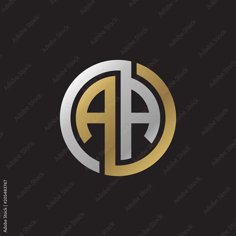 Initial Letter Aa Looping Line Circle Shape Logo Silver Gold Color