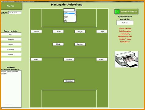 Fu Ball Aufstellung Vorlage Excel Optionen Sie Jetzt Versuchen