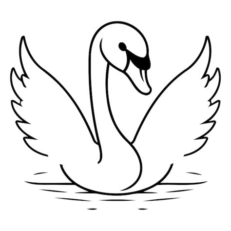 Cisne blanco sobre fondo azul Ilustración vectorial en estilo plano