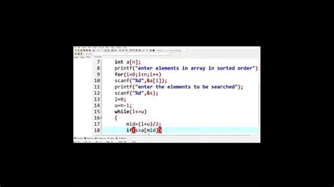 Program To Implement Binary Search Algorithm In C Programming Language Youtube