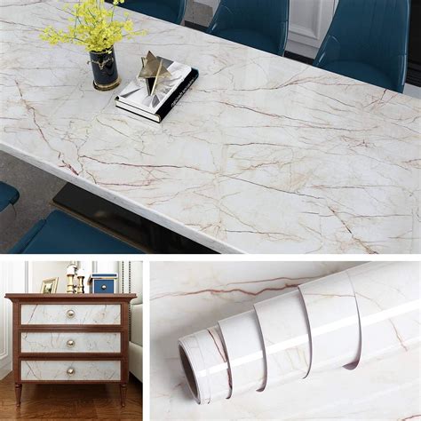 Livelynine Removable Marble Contact Paper For Countertops Waterproof Kitchen Countertop Peel And