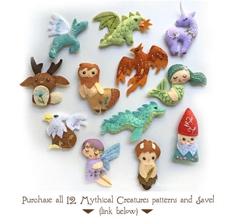 Mythical Creatures Set 2 Plush Pattern Pdf Svg Download For Etsy Uk