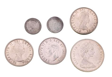 Lot - LOT OF 6 ASSORTED CANADIAN SILVER COINS