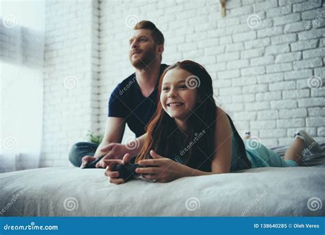 Happy Single Father And Teen Daughter Stock Image Image Of Home